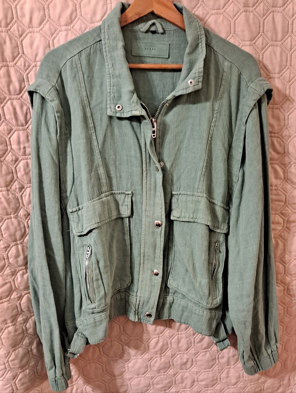 Blank NYC Washed Sage Utility Jacket - Women Sz XL